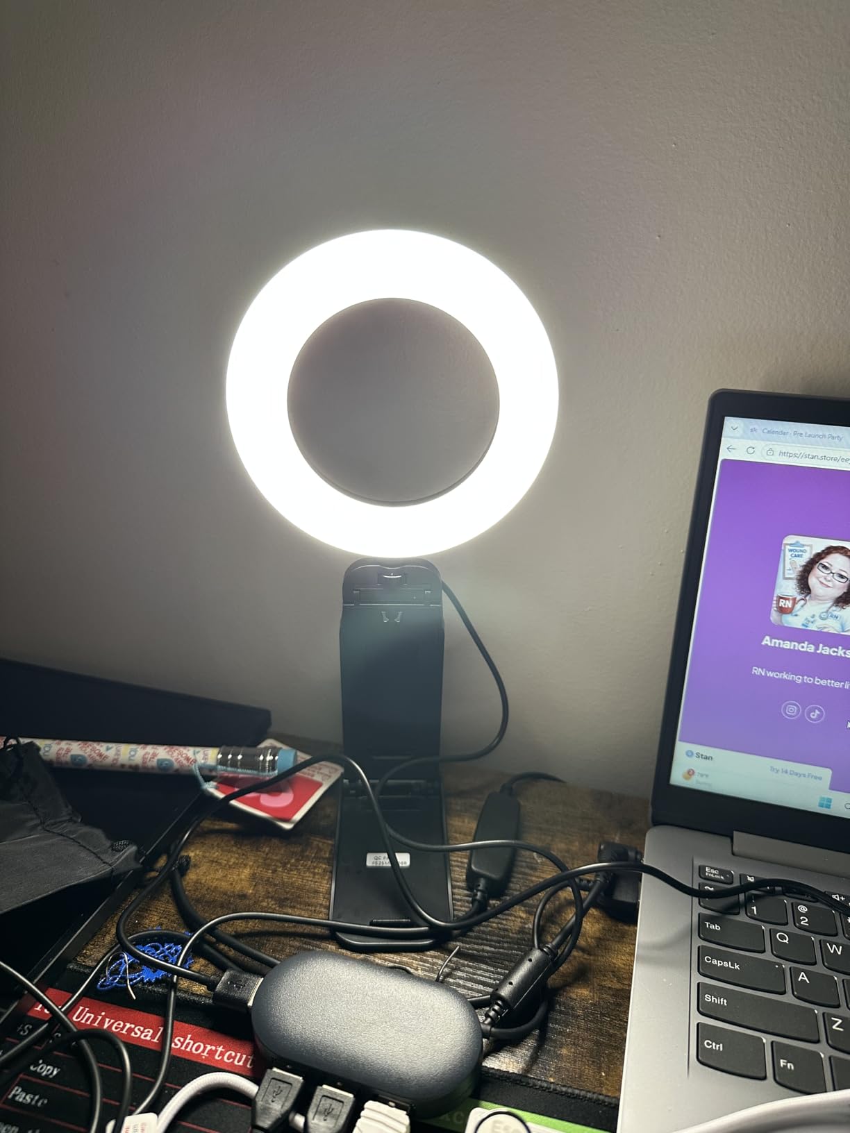Evershop Ring Light for Laptop Desk Clip On, Small Computer Video Conference Lighting with Stand for Phone/Webcam/Monitor, 5