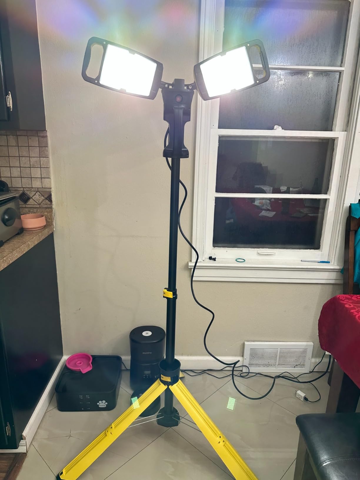 LUTEC Work Light with Stand, 12000 Lumen Dual-Head LED Work Light with Telescoping Tripod, Portable Corded LED Job Site Lighting 5000K 100W Indoor Outdoor Lighting customer photo 1