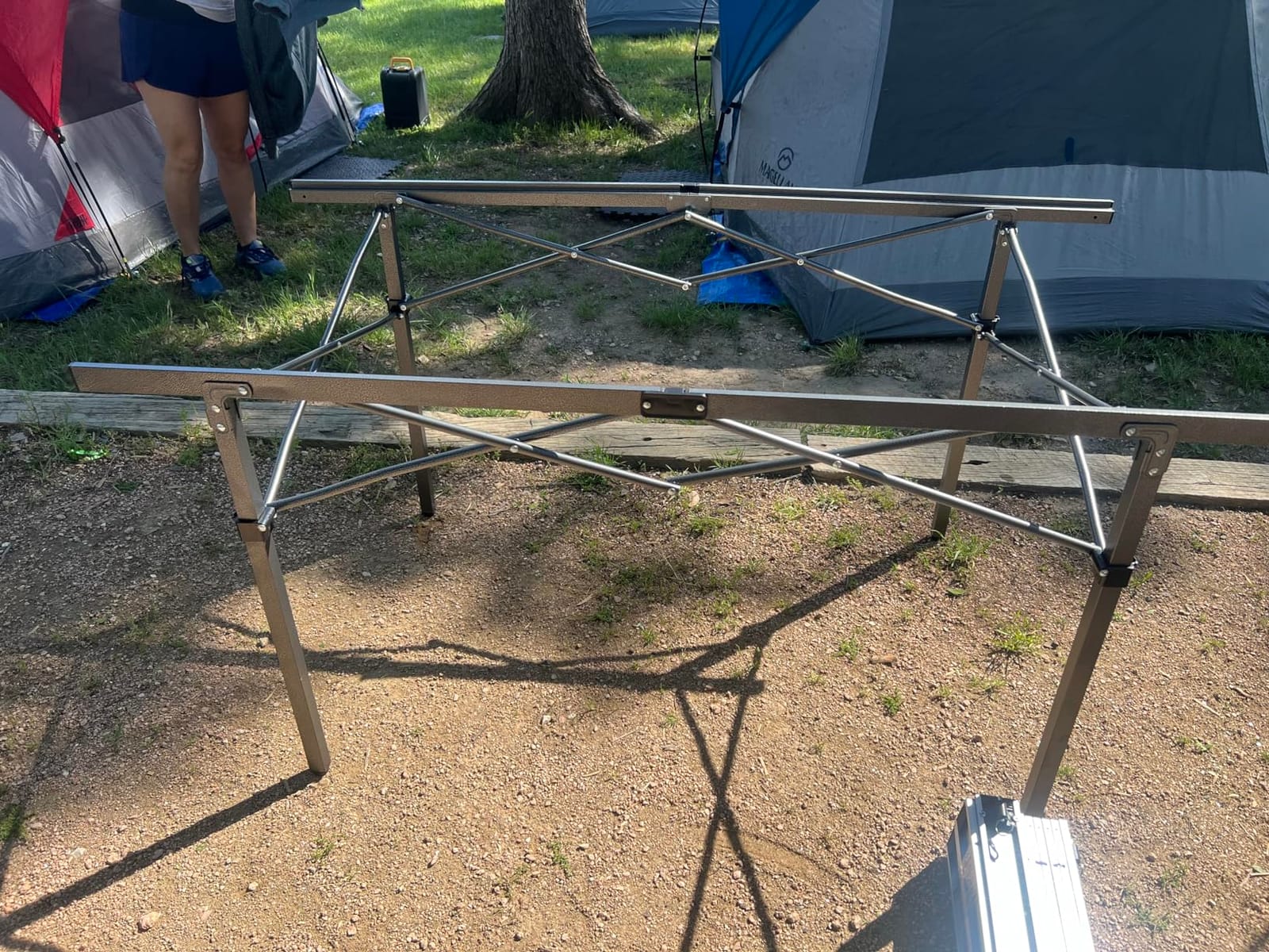 Large Folding Camping Table Aluminum with Storage for 4-6 People 55