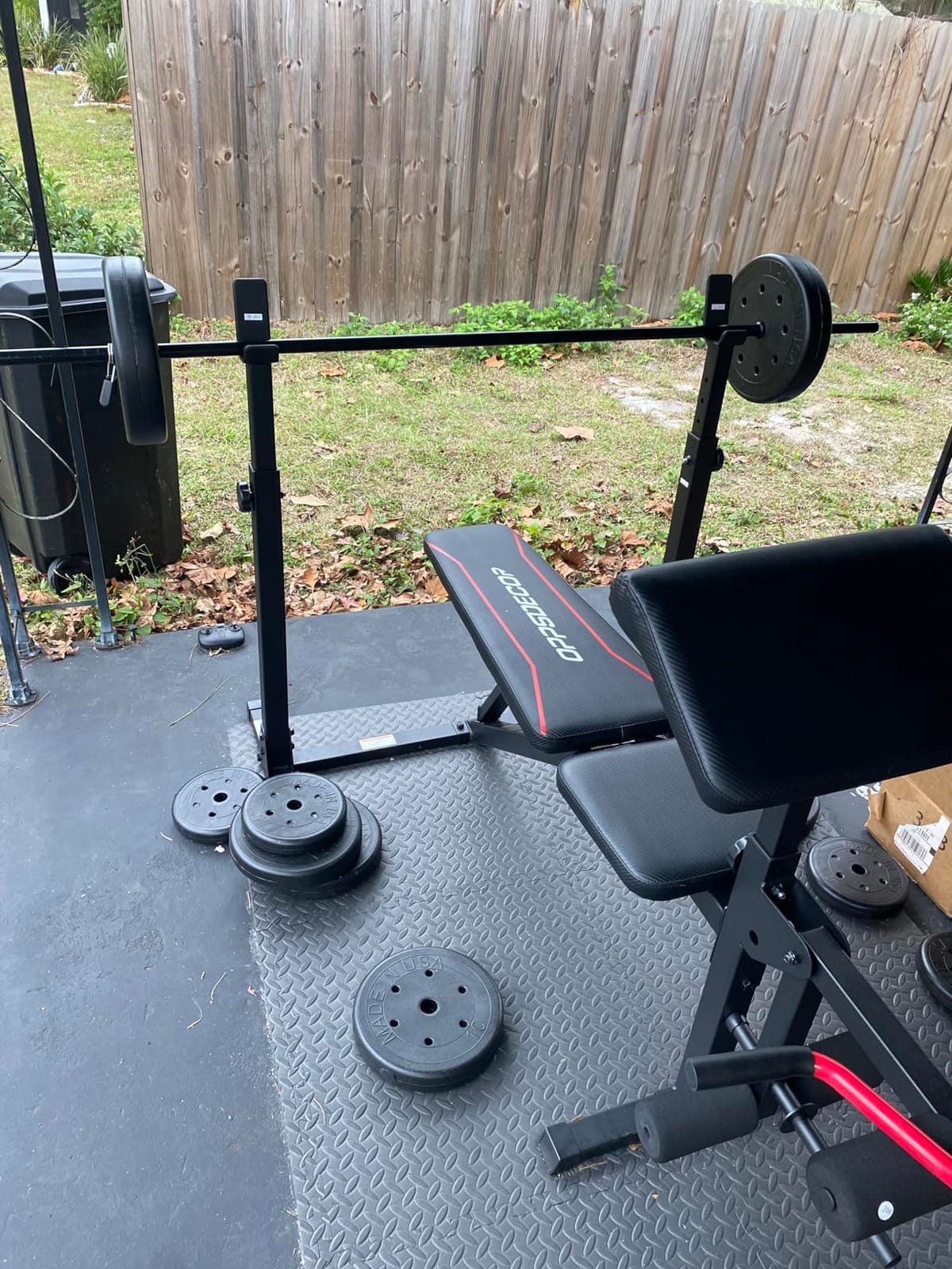OPPSDECOR ASTM-Certified 900LBS Weight Bench Set with Squat Rack & Leg Extension, Preacher Curl Workout Bench & Bench Press Set for Home Gym Full Body Training customer photo 2