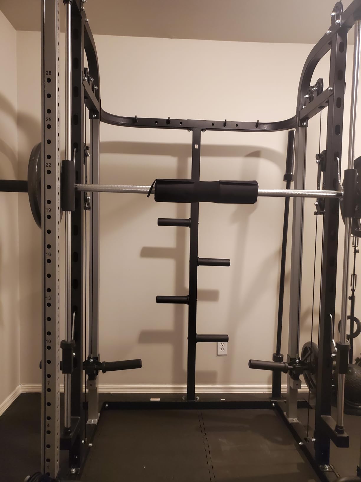 Smith Machine, Multifunctional Power Cage Rack with Smith Bar and Cable Pulley System, and LAT Pull Down Machine for Home Gym… customer photo 2