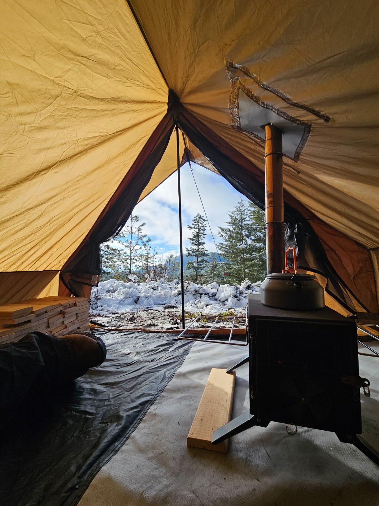 POMOLY Camping Hot Tent Cabin Tent, Chalet 70 Series Portable Wall Tents with Stove Jack and Two Poles for 2-3 Person Hiking, Backpacking customer photo 1