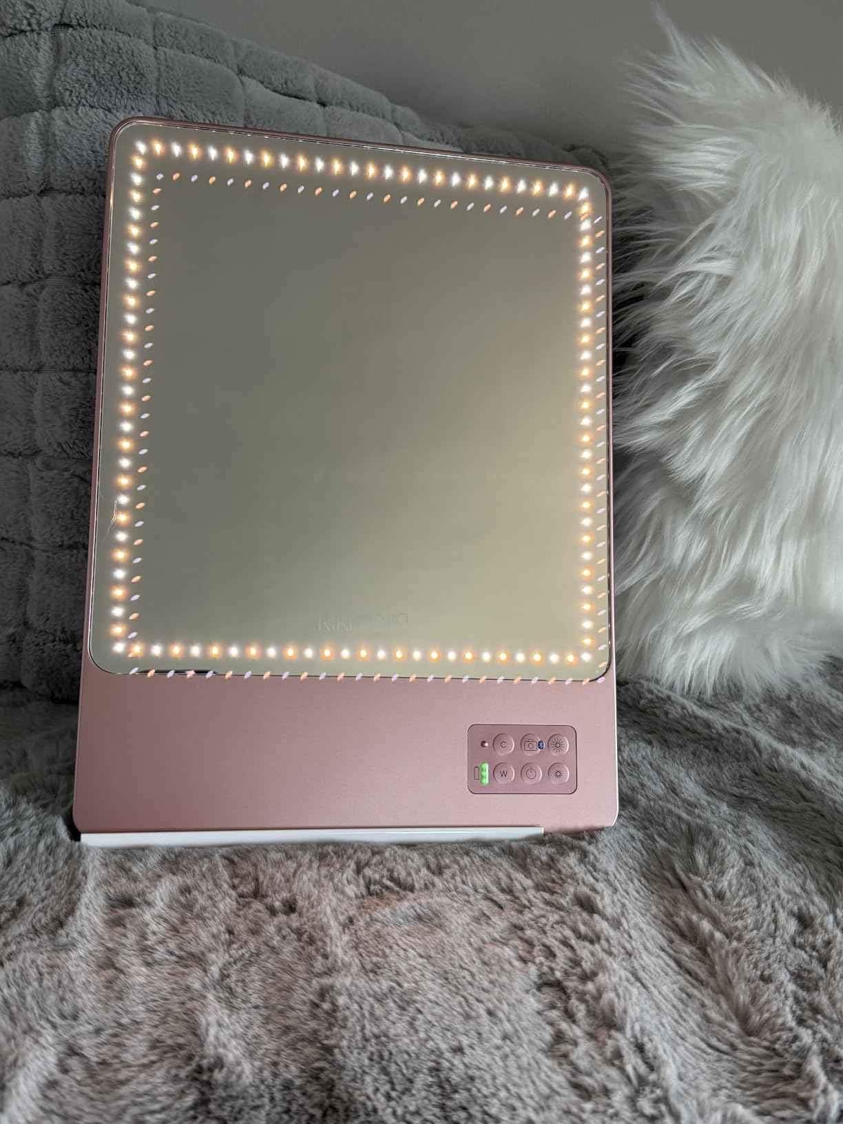 Riki Skinny Duo LED Vanity Mirror with Lights & Bluetooth - Portable Lighted Makeup Mirror with Magnification, Adjustable Stand, & Phone Clip | 5 Dimming Stages & Color Temperature Adjustable customer photo 1