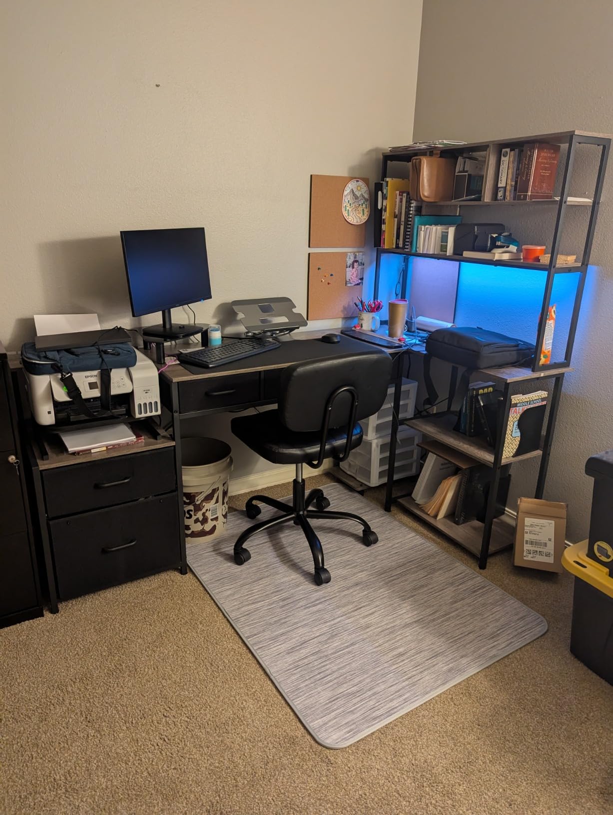 AODK 79 inch L Shaped Desk with 5 Drawers, LED Light & 2 Power Outlets customer photo 1