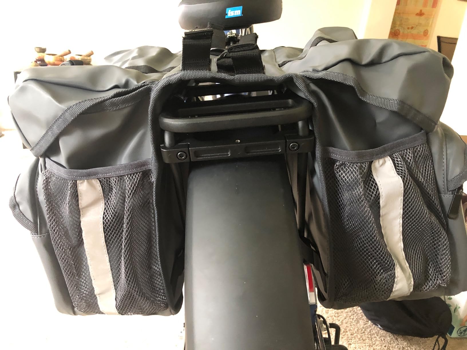 Waterproof Double Panniers Bag - 36L Saddle Bags for Rear Rack Bicycles with Safety Reflective Strips, Bicycle Commuting Pannier Fit Most Bicycle Rack with Rain Cover (With Rain Cover, Grey, 36L) customer photo 2