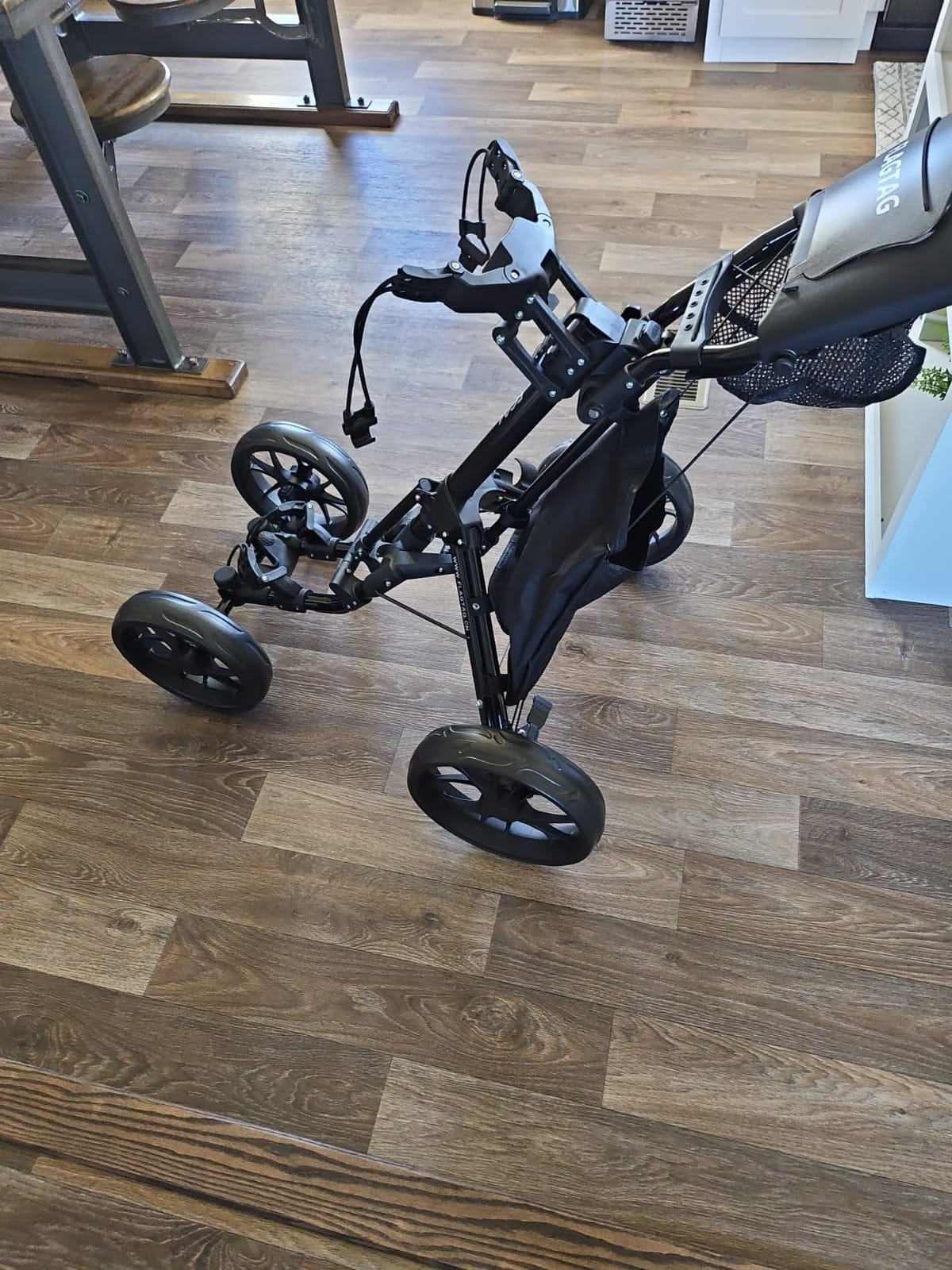 FLAGTAG Golf Push Cart 4-Wheels,Folding Golf Cart, Golf Pull cart with Cup Holder,Umbrella Holder,Cooler Bag, Foldable with one-Click,Handle Height Adjustable,Drink Holder,Walking Push cart customer photo 2