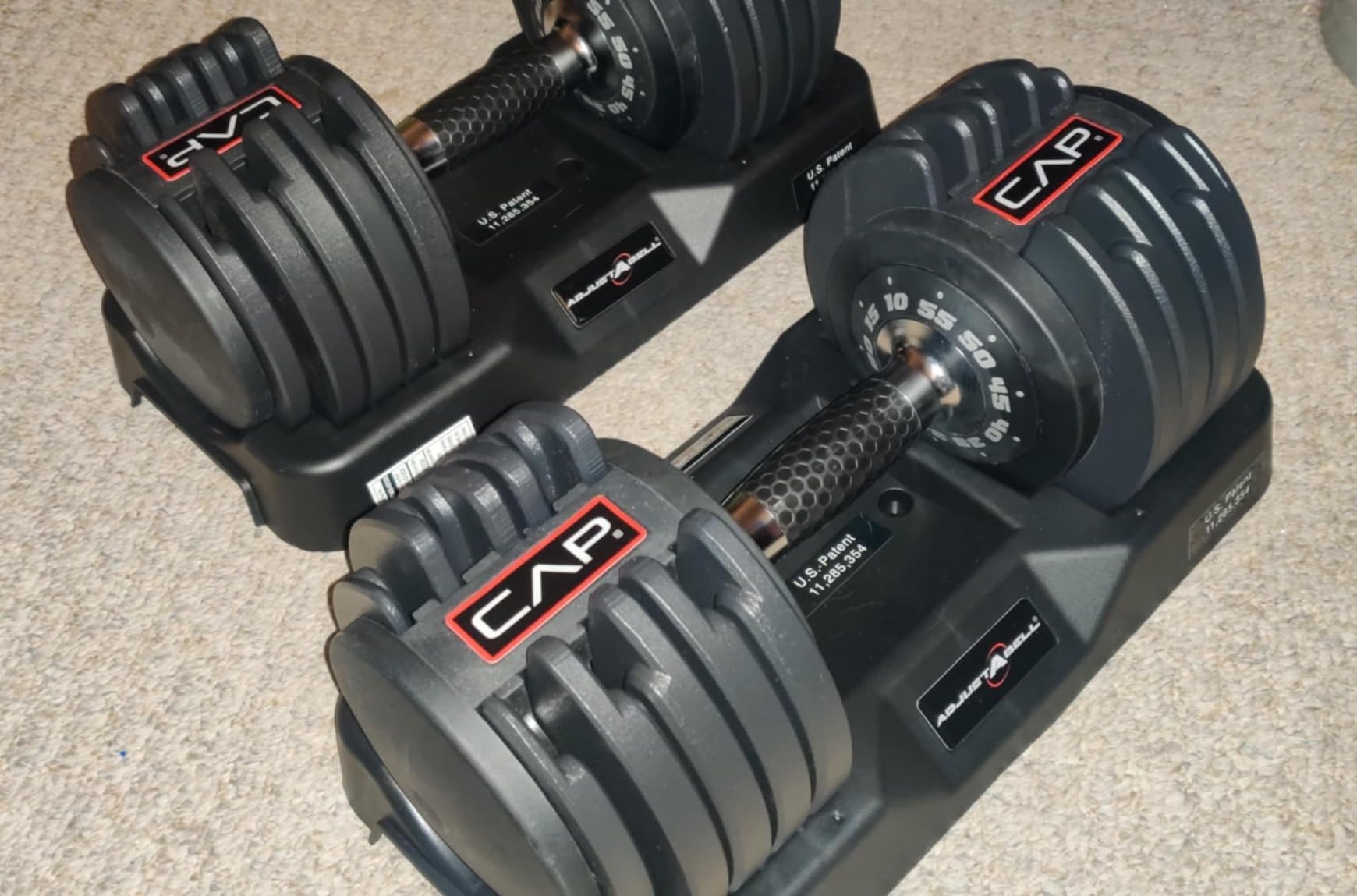 CAP ADJUSTABELL Adjustable Dumbbell Set, Premium Quick Select Adjustable Weights for Strength Training, Singles & Pairs, 12.5 LB, 25 LB & 55 LB, Round Dumbbells, Multiple Grip Handle Options customer photo 2
