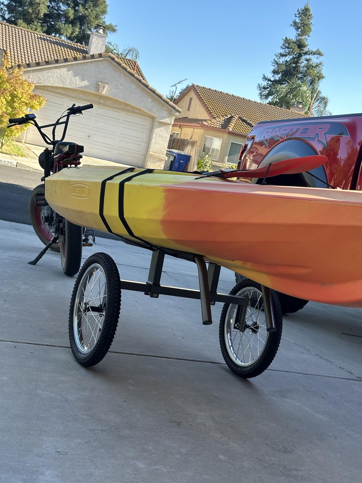 Kayak Beach Cart, SUP Cart,Width Adjustable Universal Canoe Dolly Heavy Duty Kayak Trolley with 16