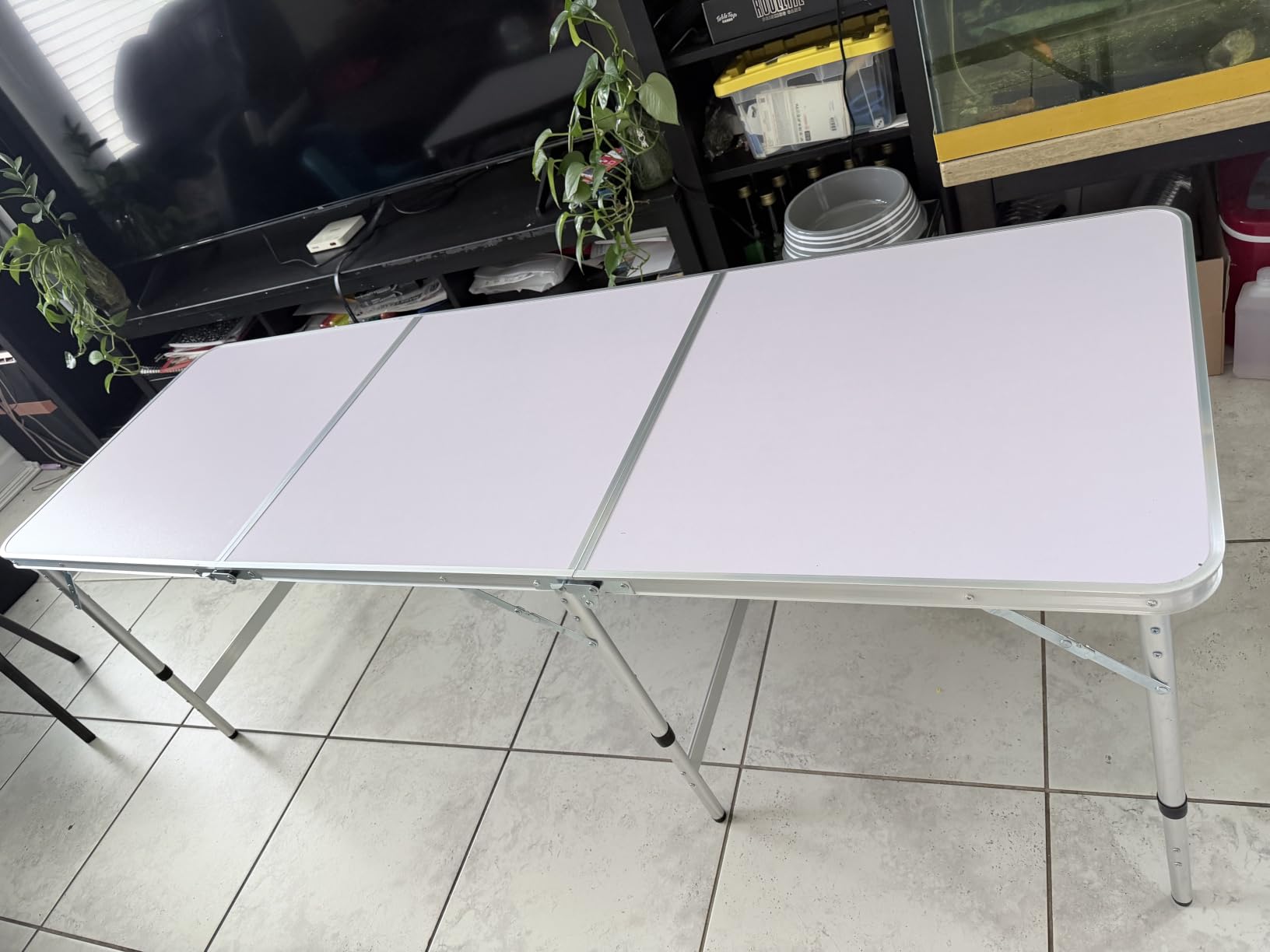 Moosinily Camping Table 6FT Folding Table Large 3 Adjustable Height Portable Picnic Table Camp Aluminum Outdoor Picnic BBQ White customer photo 1