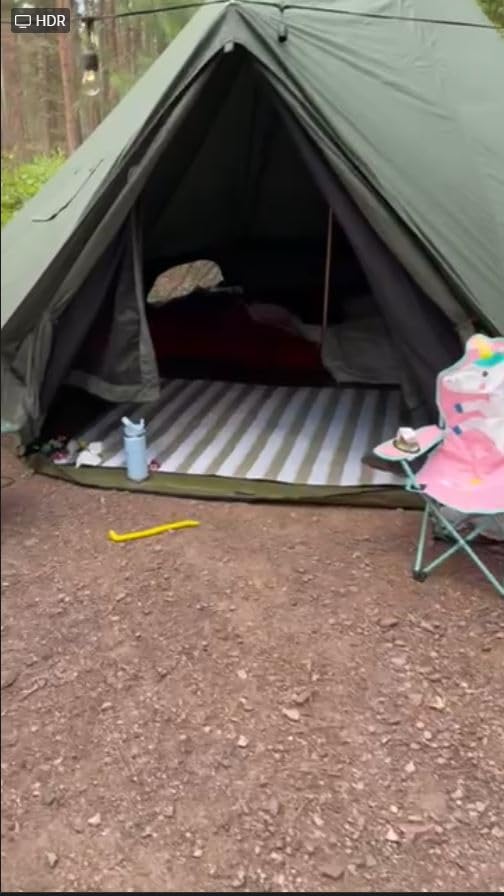 Canvas Bell Tent, Yurt with Stove Jack, Waterproof and Breathable Glamping Wall Tent, Detachable Groundsheet for Camping Party customer photo 1