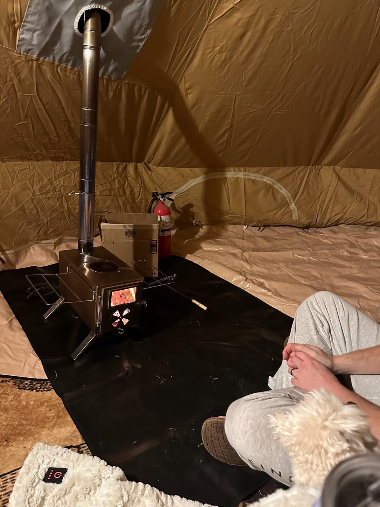 Canvas Bell Tent, Yurt with Stove Jack, Waterproof and Breathable Glamping Wall Tent, Detachable Groundsheet for Camping Party customer photo 2