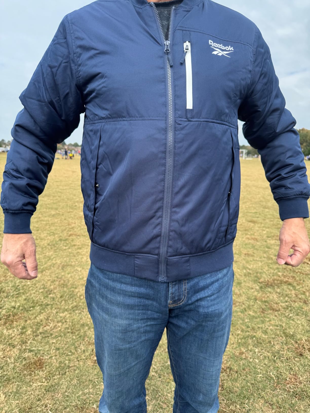 Reebok Mens Insulated Bomber Jacket for Golf, Gym & Hiking customer photo 1