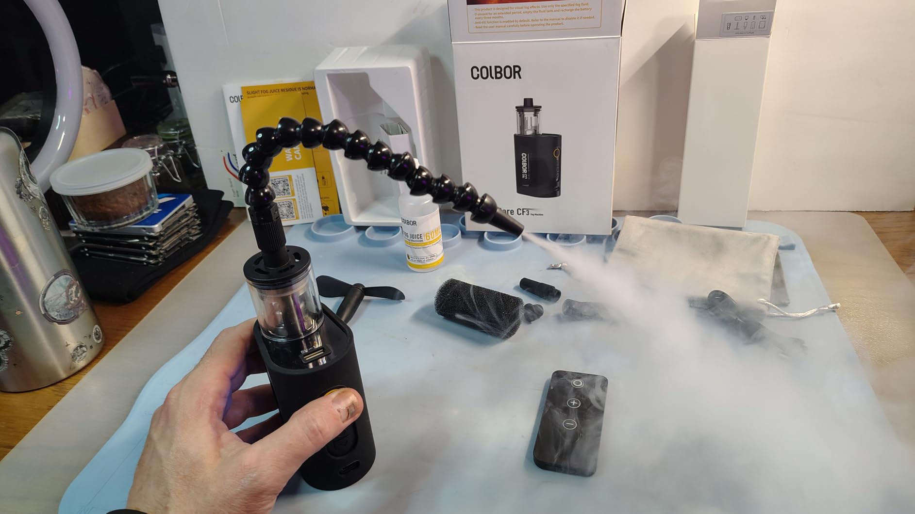 COLBOR CF3 Portable Fog Machine 40W, Mini Handheld Smoke Machine for Photography Cineflare-Engineered Safe, Small Fogger Maker for Indoor Outdoor Halloween Party Cosplay,Streaming,Weddings,Stage customer photo 2