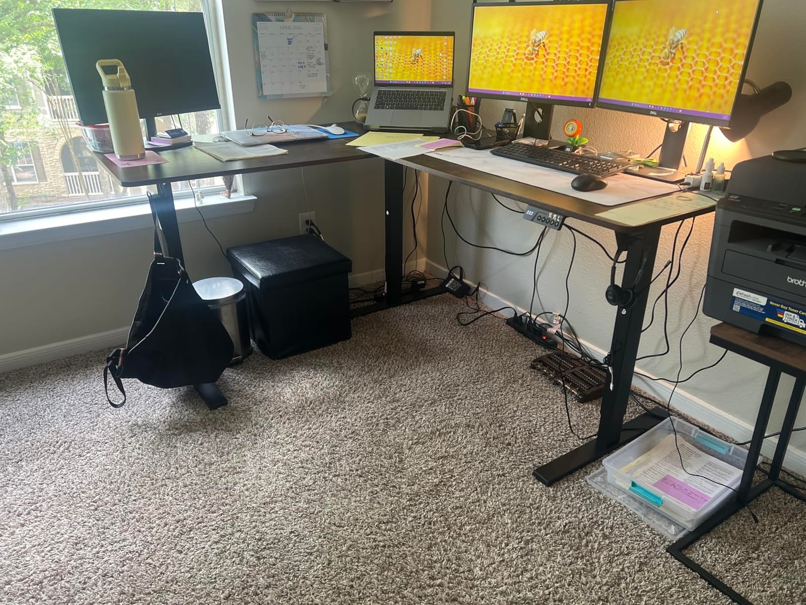 SIAGO 63x55 Inch L-Shaped Standing Desk with Charging Station Corner Desk customer photo 2