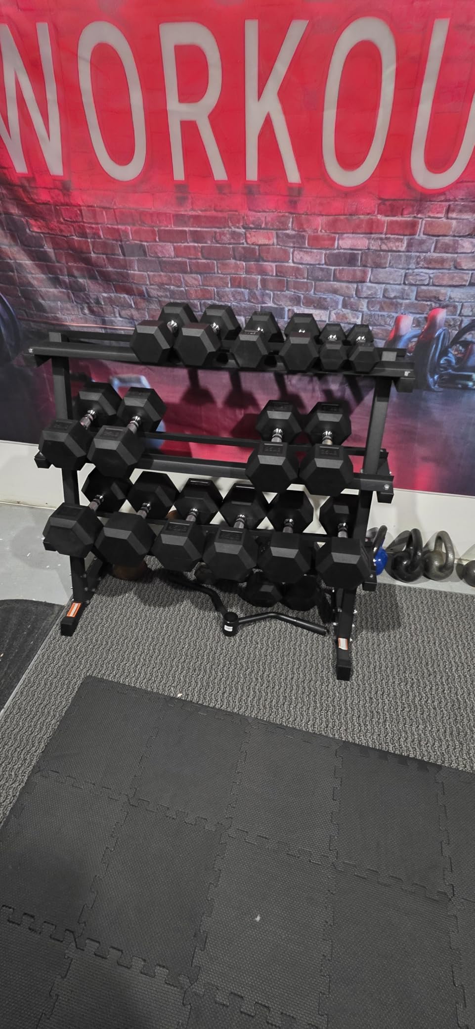HANDBODE Rubber Coated Hex Dumbbell Set with Rack, 300-840 lb customer photo 2
