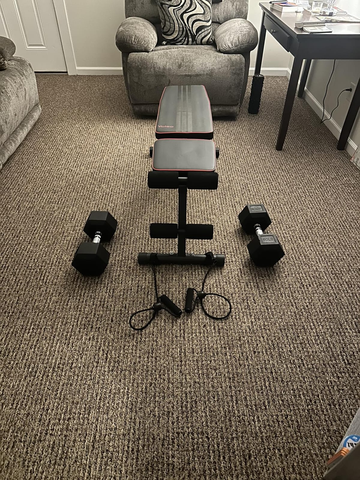 YOLEO 6-in-1 Weight Bench Set, 880LBS Adjustable Bench with Rack & Curl Pad customer photo 1