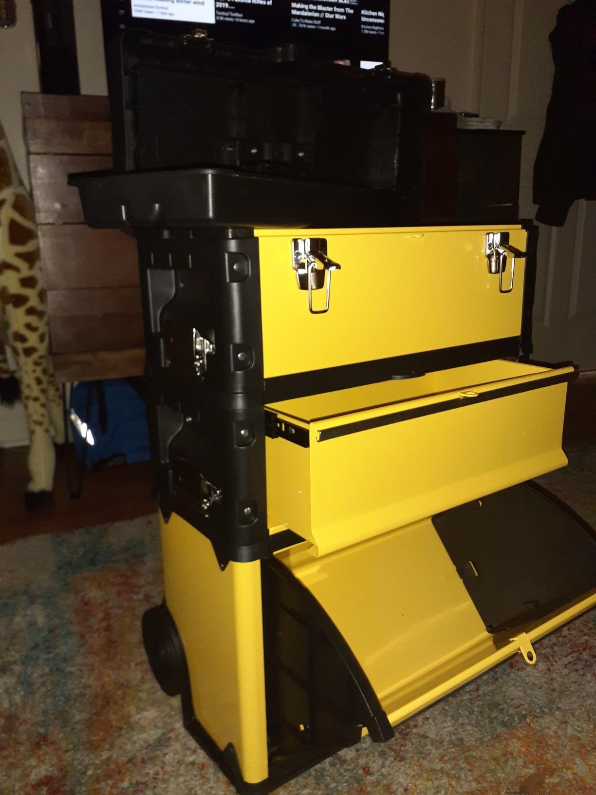 Stalwart 3-in-1 Portable Tool Box on Wheels, Yellow/Black, 20.5x12x28-Inch customer photo 2
