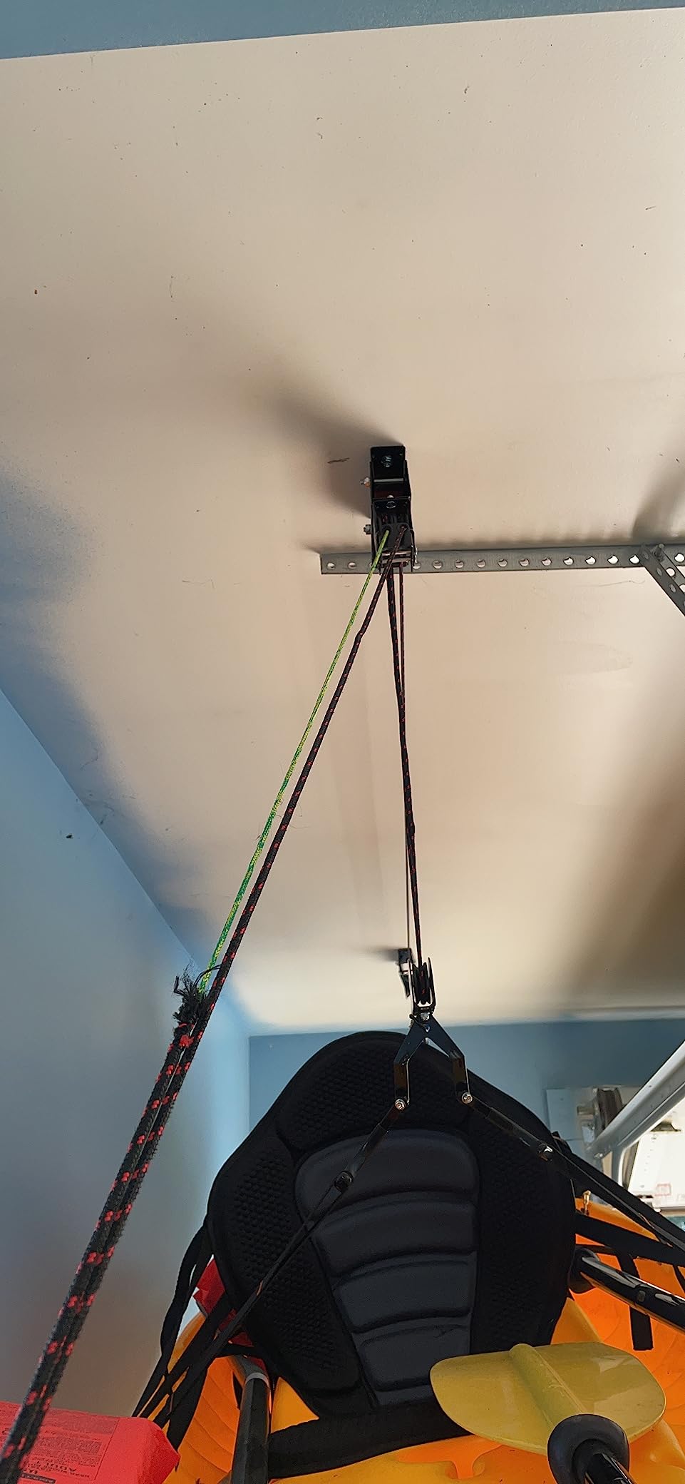 Kayak Ceiling Storage Bike Ceiling Mount Kayak Hoist Lift Storage Garage Pulley System for Canoe Paddleboard Bike Ladder 100 lbs Capacity with Straps customer photo 2