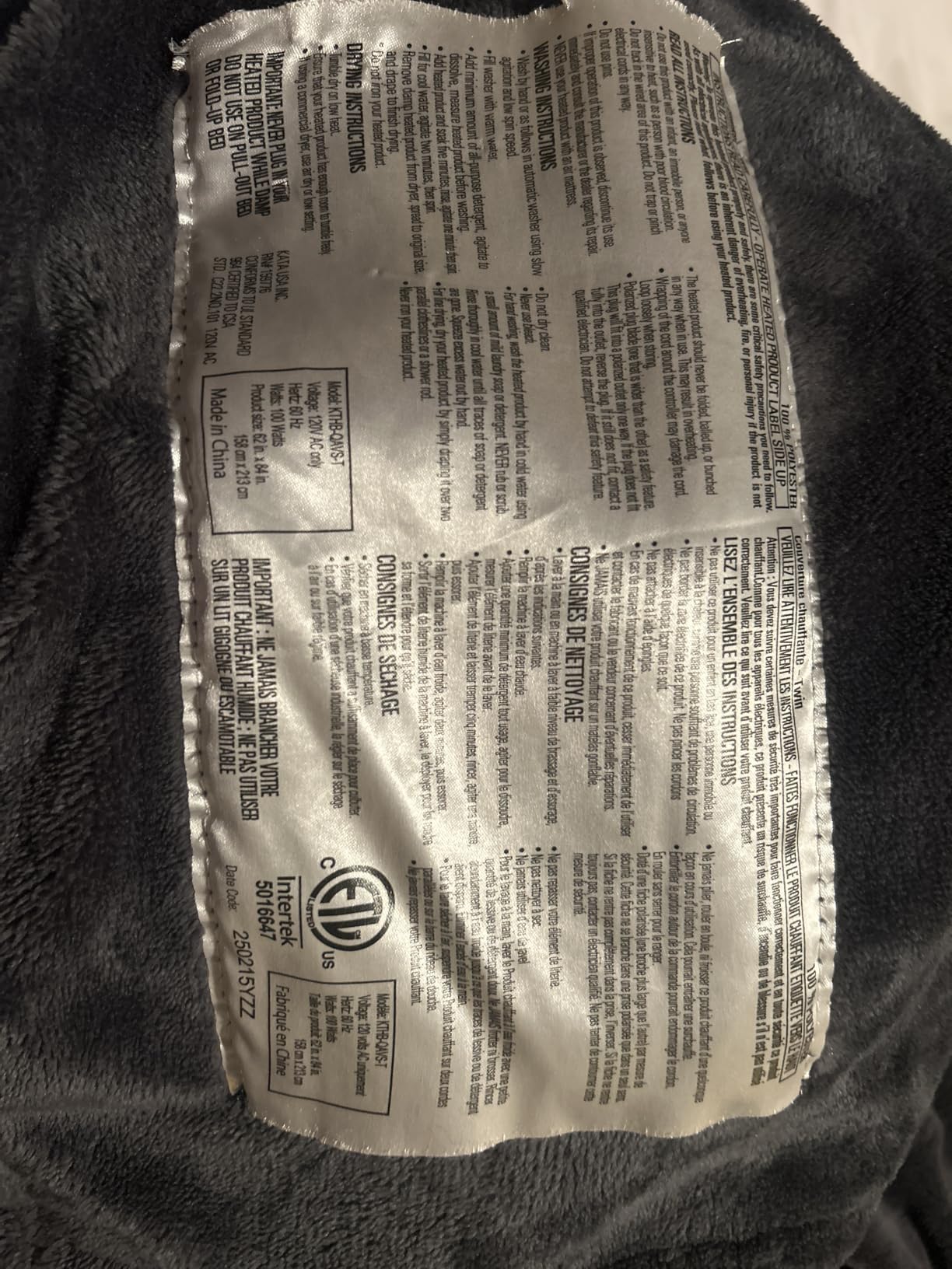Westinghouse Heated Blanket Queen Size, 84x90 Inch, Charcoal customer photo 2