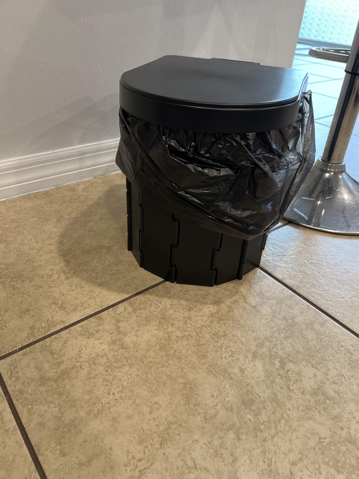 KINSPORY Camping Toilet, Portable Toilet for Adults & Kids, Foldable Potty & Outdoor Emergency Sanitation Products, Trash Can, Stool for Car Truck Camping Travel Hiking Fishing Long Trips (Deep Black) customer photo 1