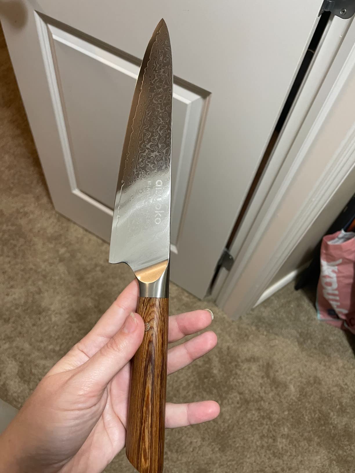 aisyoko Damascus chef knife 8-inch sharp kitchen knife Japan VG-10 stainless steel ergonomic color wooden handle luxury gift box - with scabbard customer photo 1