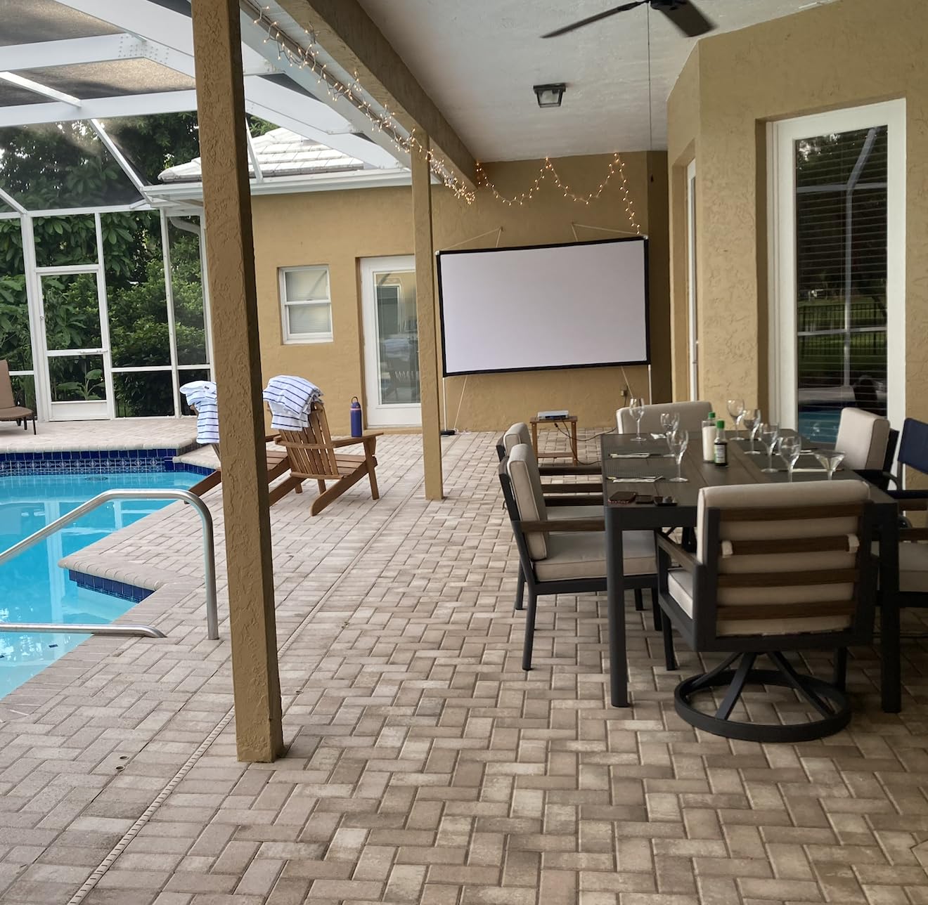 Projector Screen and Stand 150 inch 16:9 HD 4K Large Outdoor Projector Screen Portable Projection Movie Screen with Carry Bag for Home Theater Backyard Cinema Travel Foldable Anti Crease Windproof customer photo 2