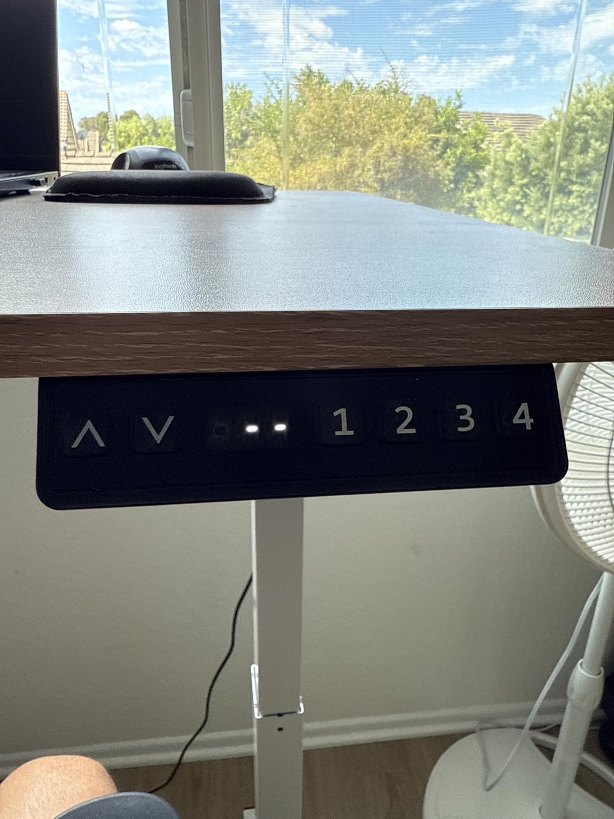 SHW 55 x 28 Electric Height Adjustable Standing Desk w/Drawer, Walnut customer photo 1