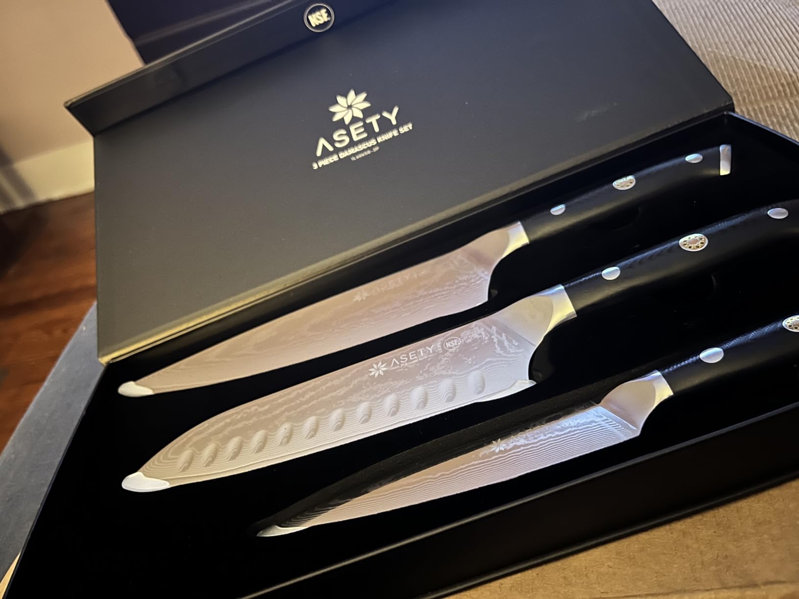 ASETY Damascus Knife Set 3 PCS, Japanese Kitchen Knives with G10 Handle customer photo 2