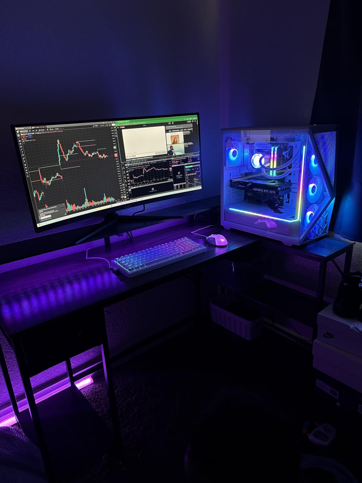 SUPERJARE 47 inch Reversible L Shaped Desk with LED Lights & Power Outlets, Computer Desk with Shelves & Monitor Stand, Gaming Desk with Drawer, Home Office Desk Corner Desk, Grey customer photo 2