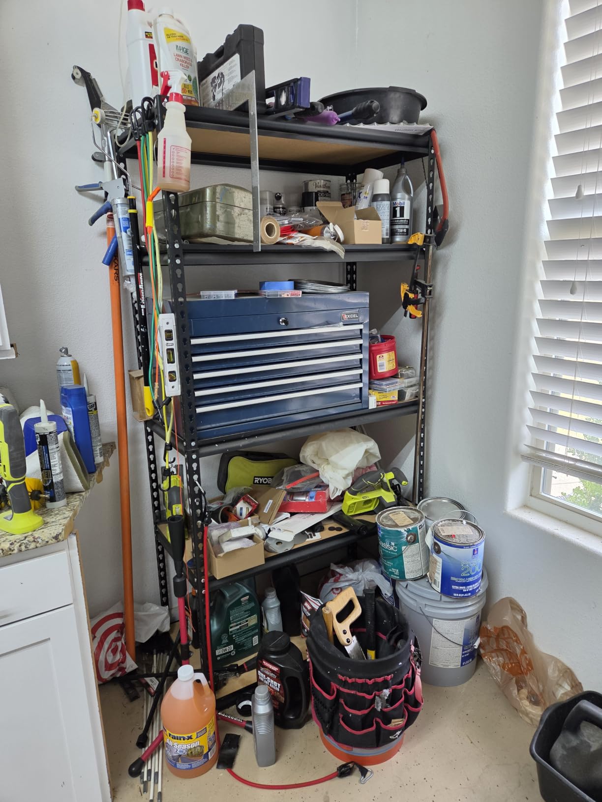 SUXXAN 71-Inch Garage Storage Cabinet with Drawer, Pegboard and Wheels customer photo 2