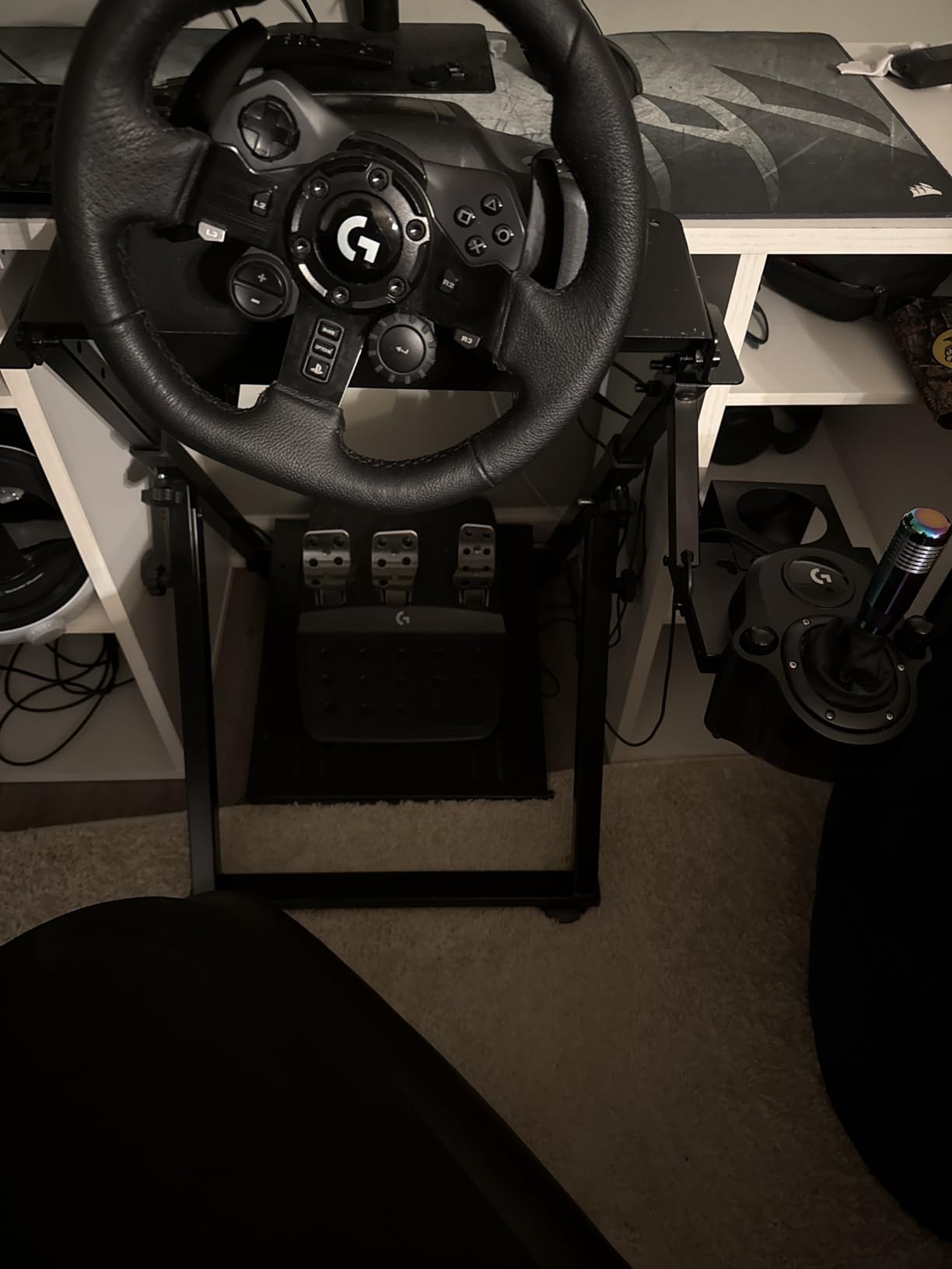 GTPLAYER Sim Racing Wheel Stand Simulator Cockpit Wheel Stand Racing Steering Shifter Mount fit for Logitech G25 G27 G29 G920 G923 Thrustmaster T330TS Gaming Stand Wheel Pedals NOT Included, Black customer photo 1