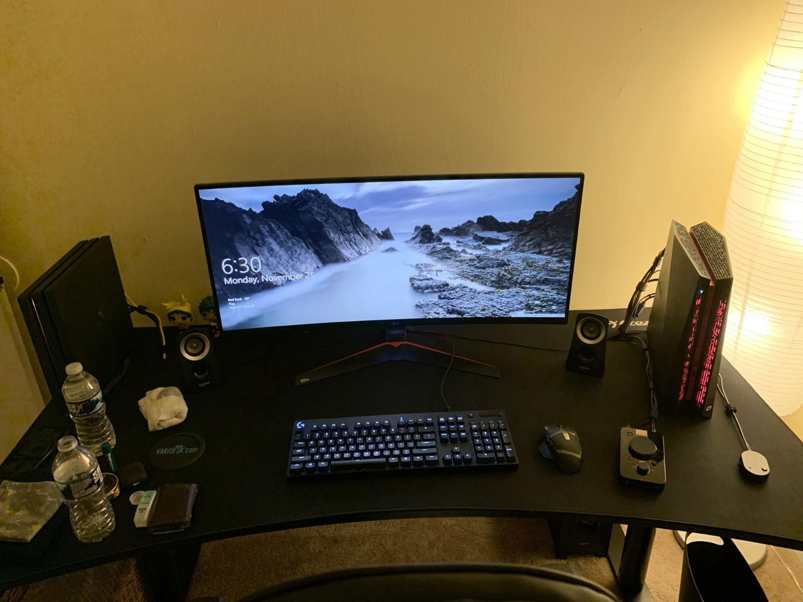 Arozzi Arena Ultrawide Curved Gaming Desk Deep Purple Galaxy customer photo 1