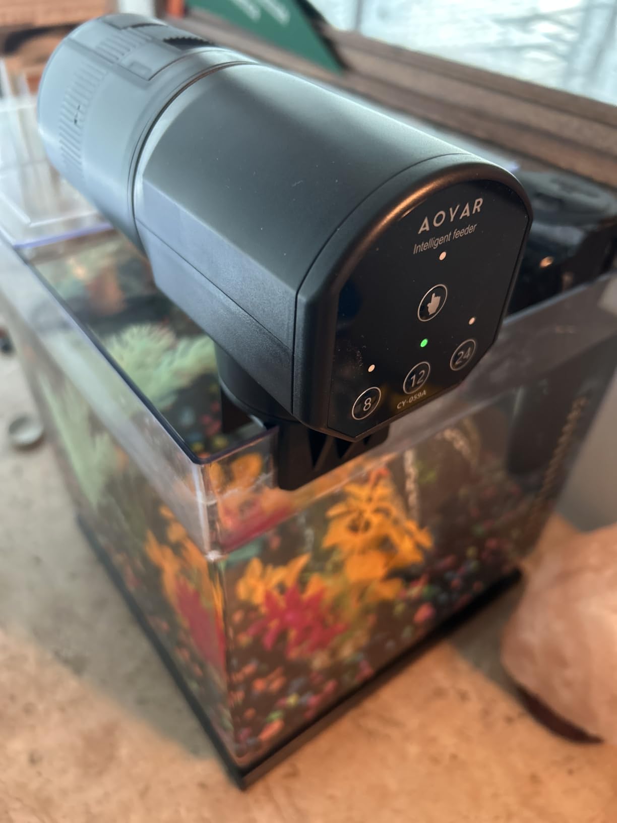Automatic Fish Feeder Dispenser for Aquarium: 200ml Large Capacity Auto Feeders for Small Tank Turtle Betta Koi - Battery Food Feeding Timer for Flakes Pellet Vacation Weekend Day customer photo 2