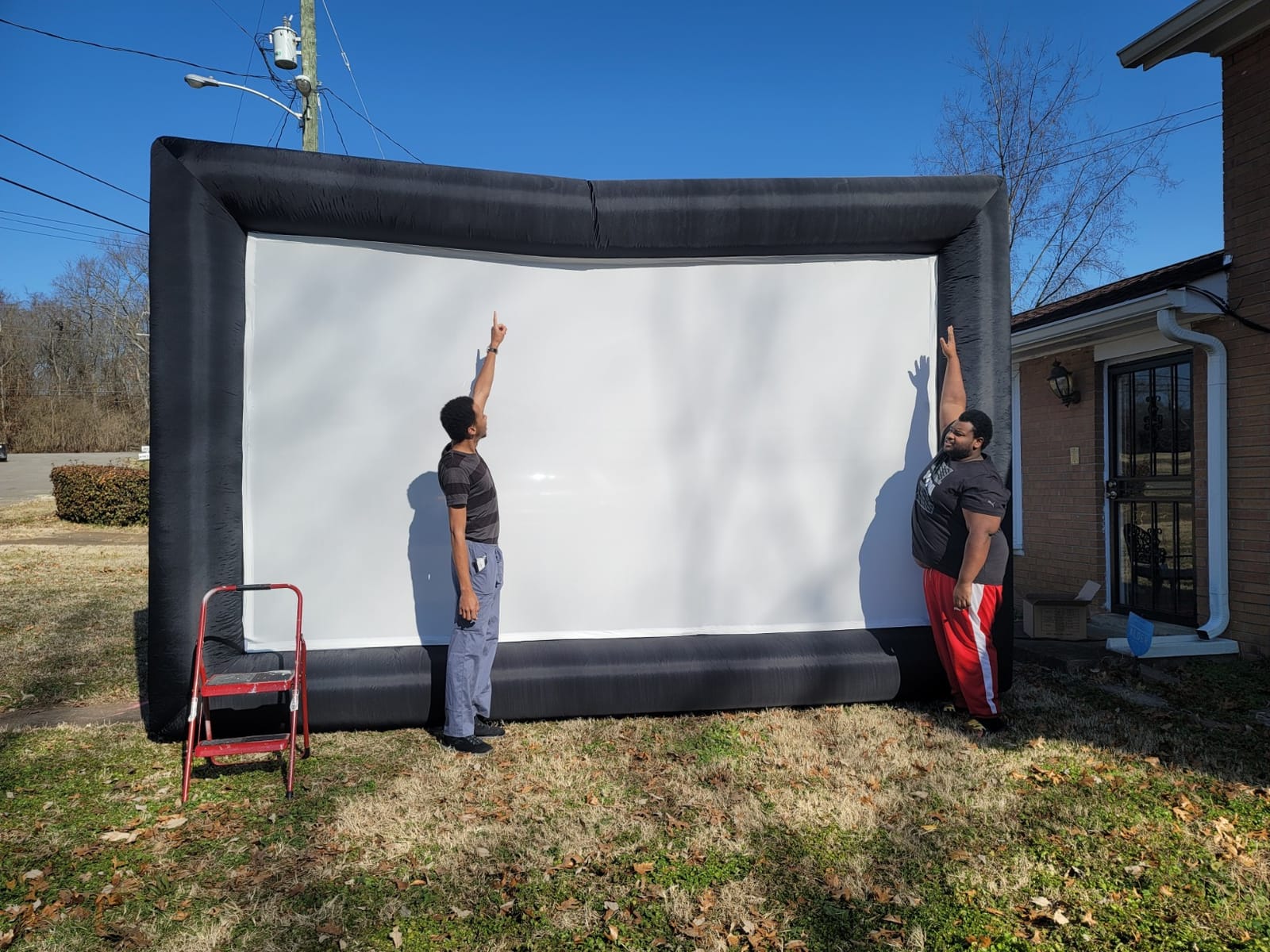 16 ft Outdoor Projector Screen with Built-in Blower - Supports Front and Rear Projection - Includes Tie-Downs and Storage Bag - Inflatable Projector customer photo 1