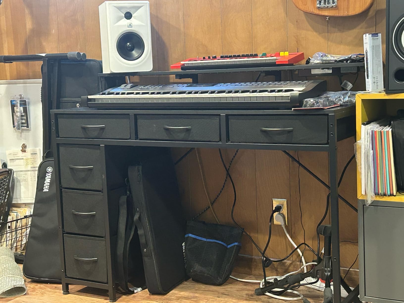 Huuger Gaming Desk with 6 Drawers, Computer Desk with LED Lights Power Outlets and Type-C, 47 Inch Office Desk with Storage, Monitor Stand, Writing Desk Work Desk Home Office, Bedroom, Black customer photo 2