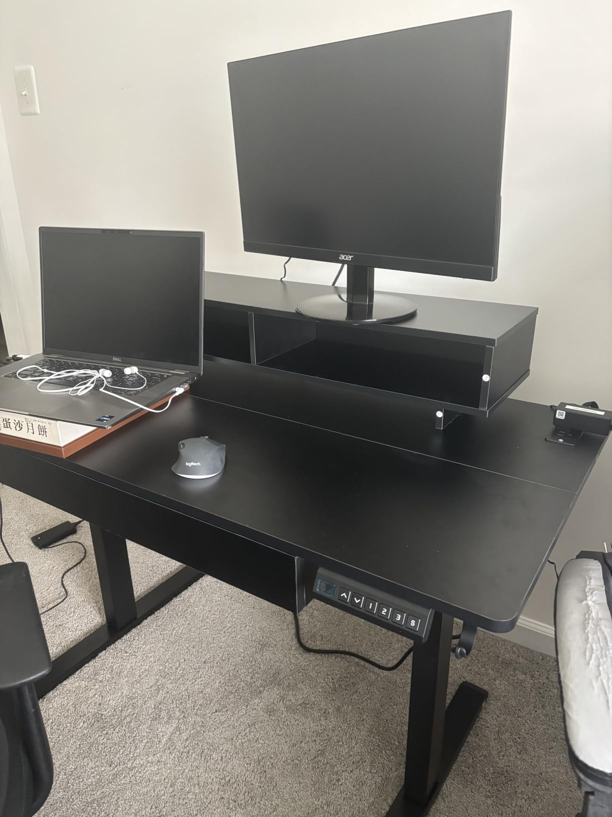 GTPLAYER Electric Standing Desk with Drawers, 55 x 24 Inch Height Adjustable Gaming Desk with Monitor Stand, Power Outlets & LED Lights, Home Office Sit Stand Up Desk with Memory Preset (Black) customer photo 2
