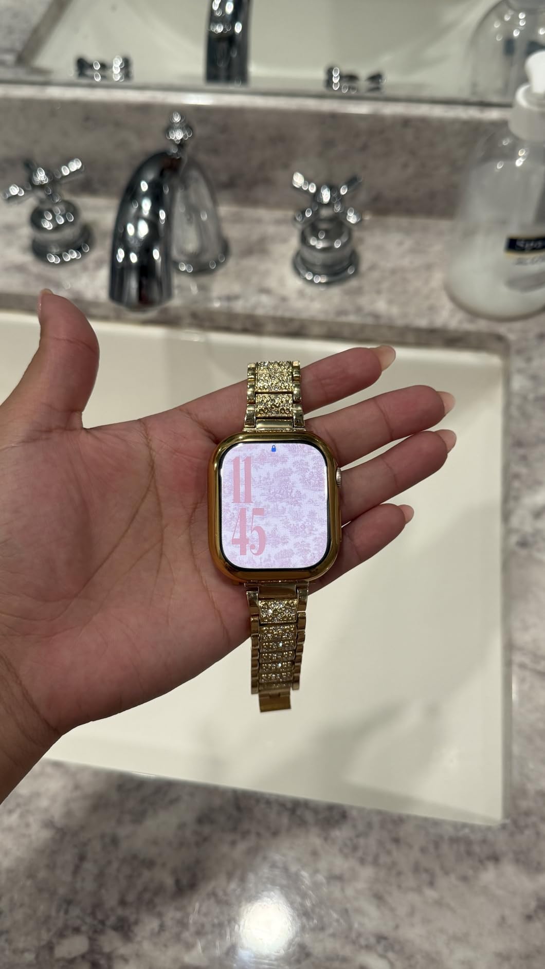 Apple Watch Series 10 [GPS 46mm case] Smartwatch with Rose Gold Aluminum Case with Plum Sport Loop. Fitness Tracker, ECG App, Always-On Retina Display, Carbon Neutral customer photo 1