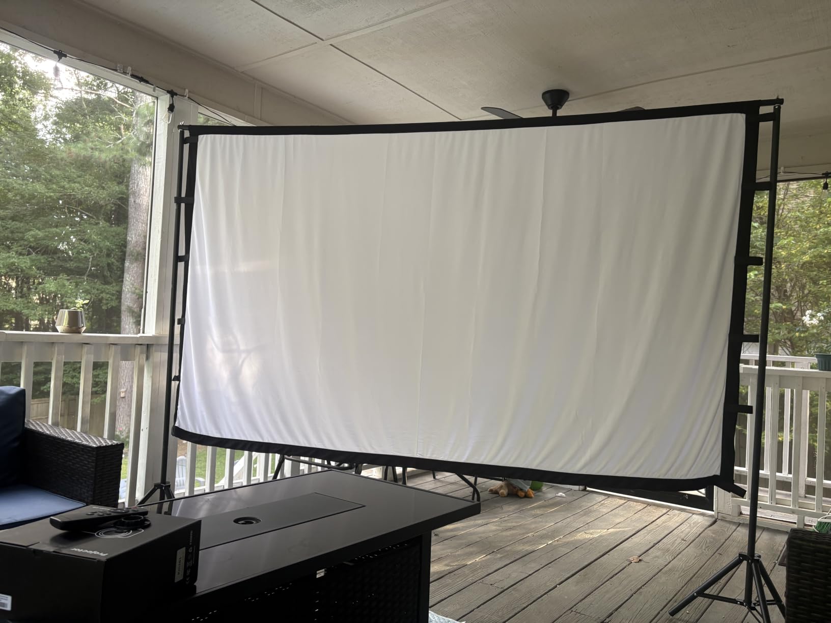 Projector Screen with Stand, TOWOND 100 inch Portable Projector Screen Black Backing, Outdoor Movie Screen 16:9 4K HD Wrinkle-Free Projection Screen with Carry Bag for Backyard Sports Viewing Parties customer photo 2