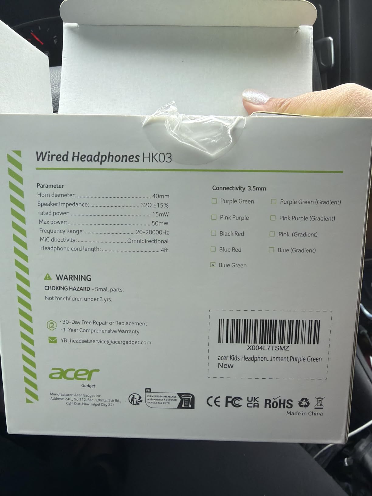 Acer Kids Headphones for School, 85-94dB Limiter, 3.5mm Jack, w/Mic HK03 customer photo 2