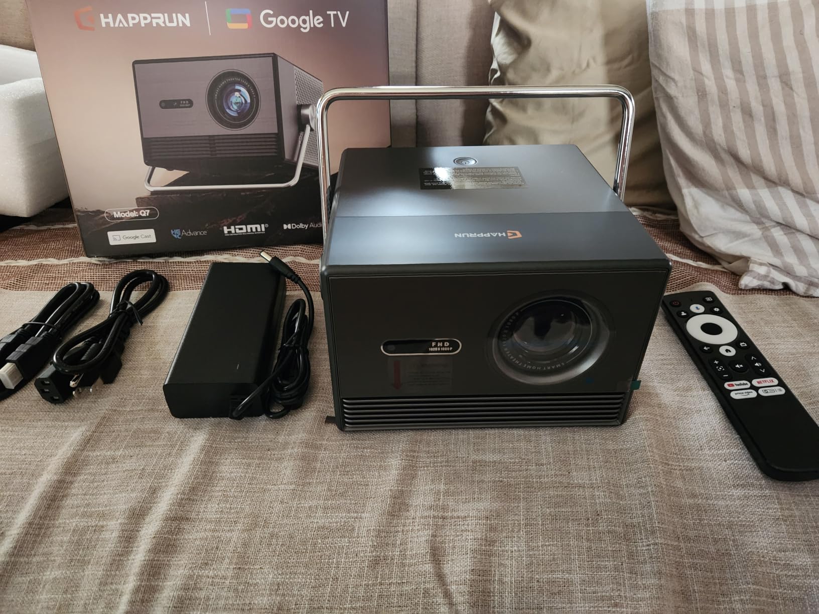 HAPPRUN 3000 ANSI Official Licensed Google TV Outdoor 4K Full HD Projector customer photo 1