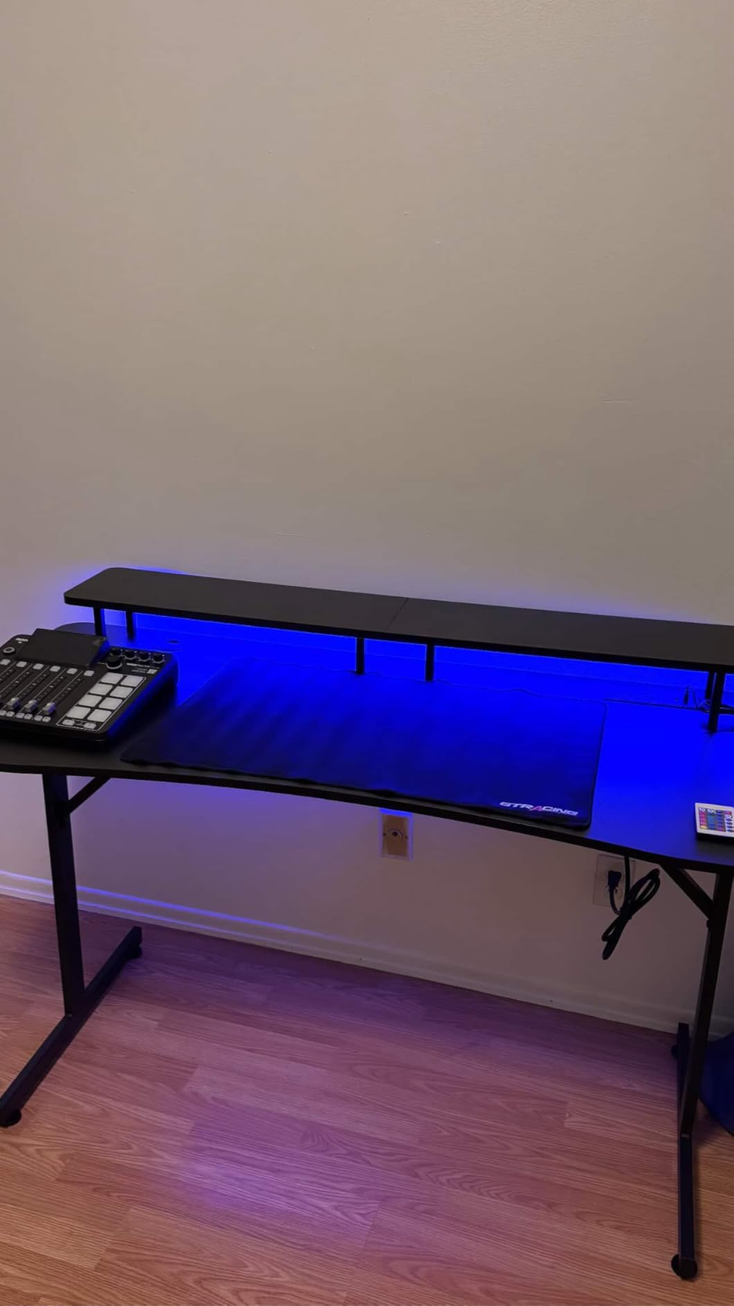 GTPLAYER Electric Standing Desk with Drawers, 48 x 24 Inch Height Adjustable Gaming Desk with Monitor Stand, Power Outlets & LED Lights, Home Office Sit Stand Up Desk with Memory Preset (White) customer photo 1