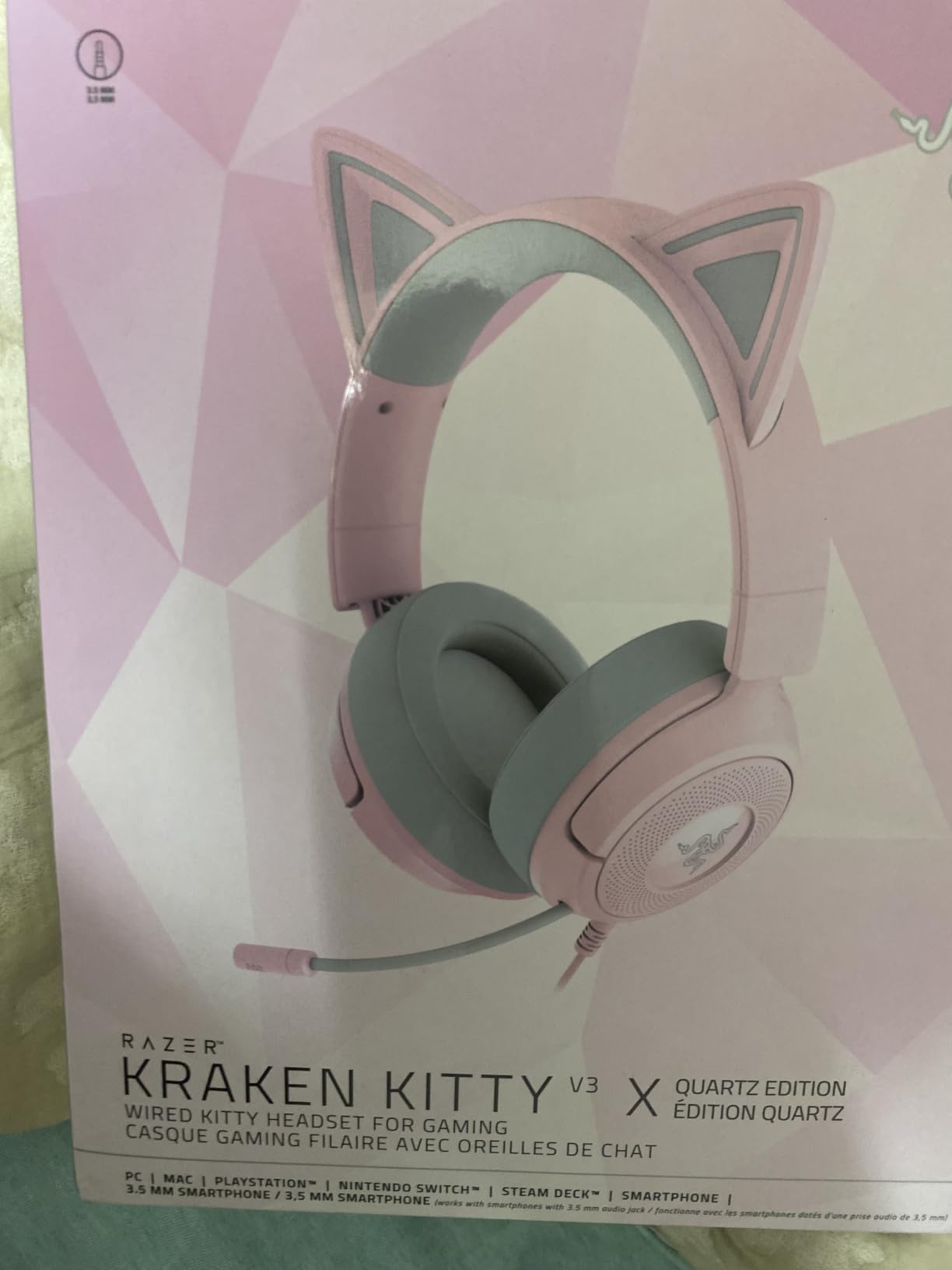 Razer Kraken Kitty V3 X Wired Gaming Headset, Kitty Ears, Pink customer photo 2
