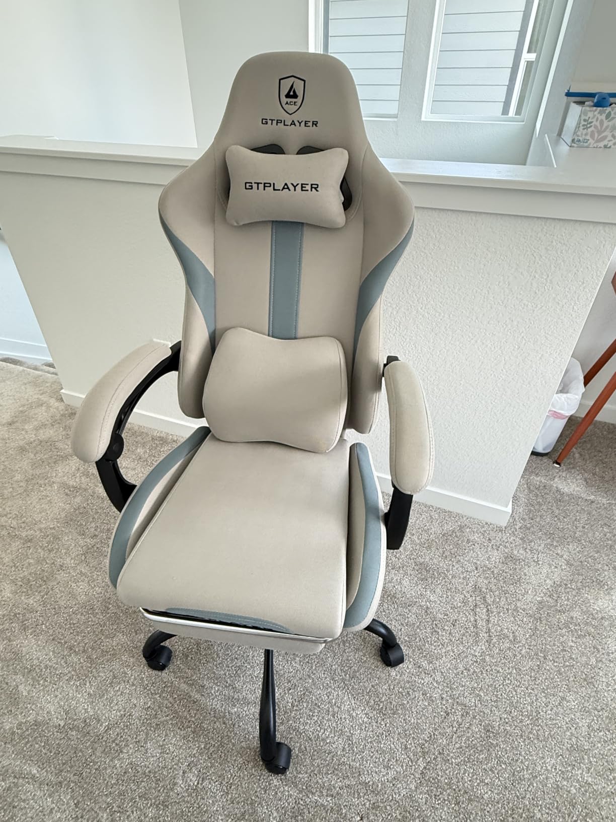 GTPLAYER Gaming Chair with Foot Rest & Pocket Spring Cushion, Ergonomic High Back Computer Desk Chair with Headrest & Lumbar Support for Back Pain Relief, Breathable Fabric, Black customer photo 1