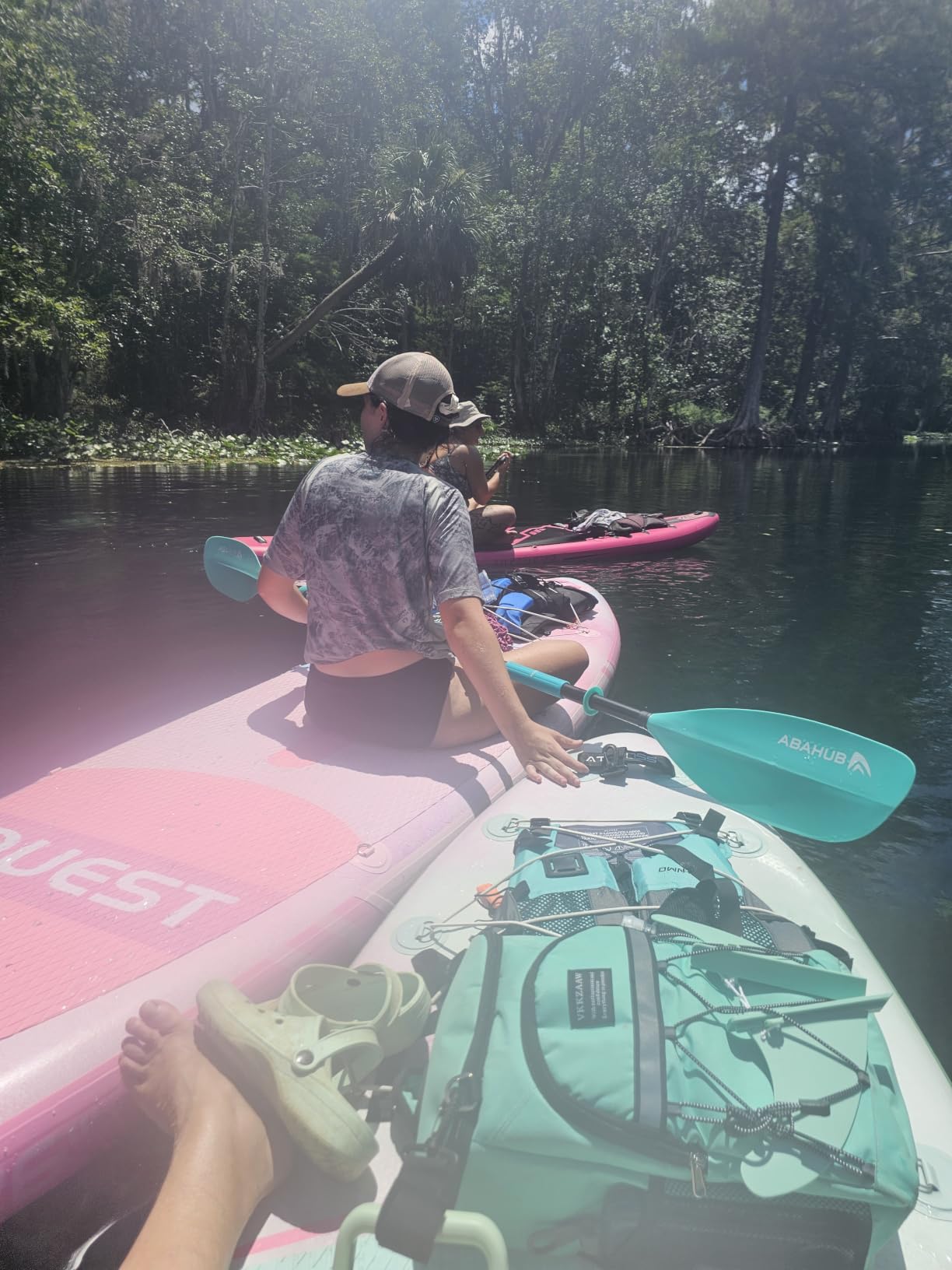 10'6''x33''Inflatable Stand Up Paddle Board, 400lbs Extra Wide Stand Up Paddleboard with Kayak Seat, Anti-Slip EVA Deck Premium SUP Accessories Kit, Non-Slip Stable Deck Boat customer photo 2