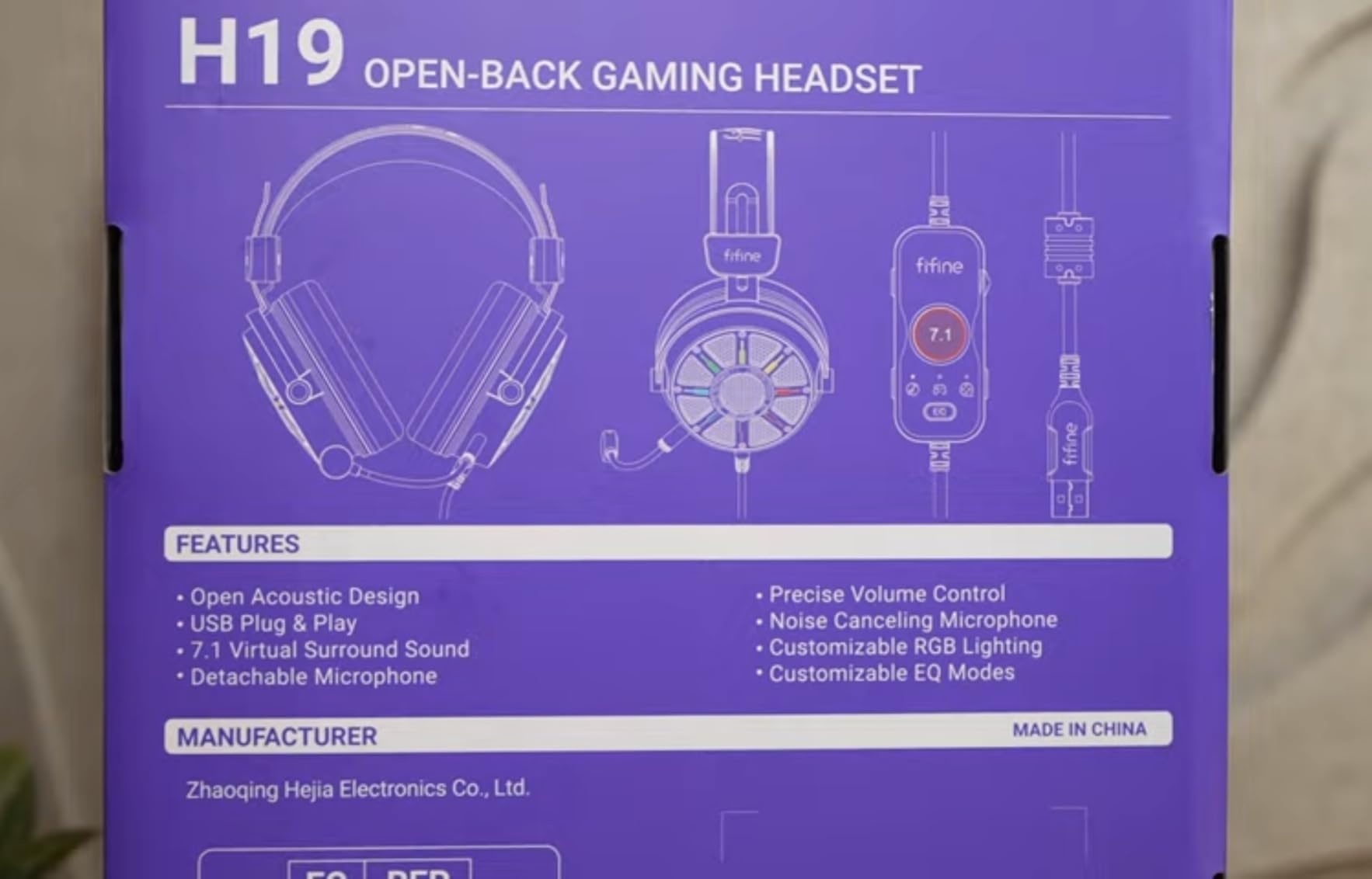 FIFINE Wired USB Gaming Headset with Open Back Design, Breathable Mesh Fabric, 7.1 Surround Sound, Vibrant RGB, in-line Control Box, Over-Ear Headphone with Mic for PC, PS5/PS4, Laptop, Mac - H19BP customer photo 2